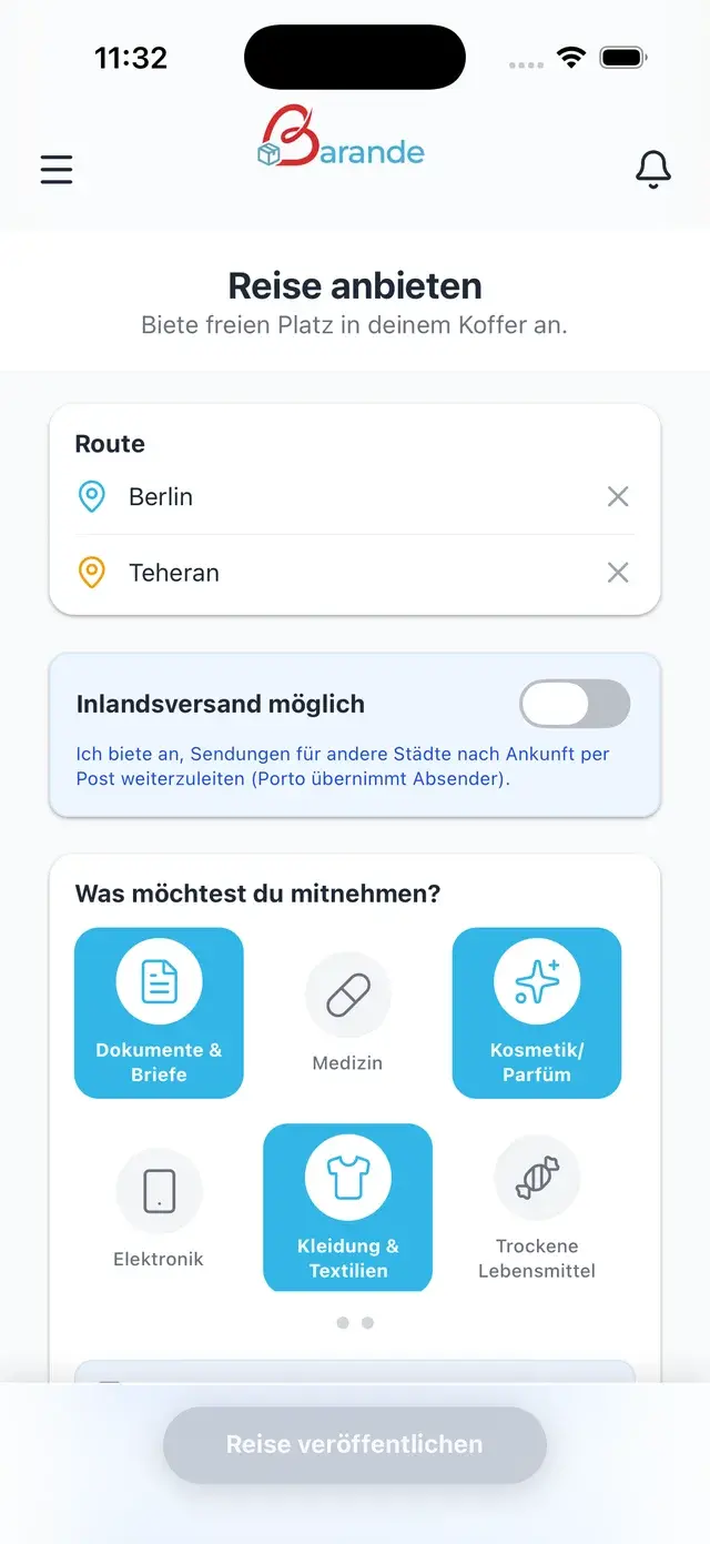 Barande Reise Anbieten Interface